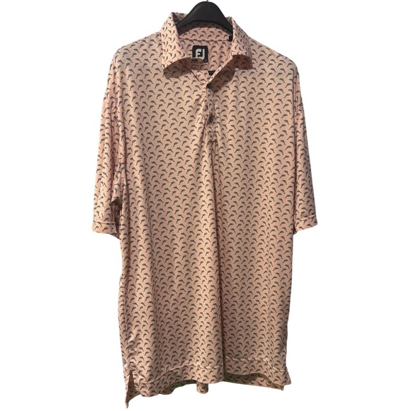 FootJoy Other - FootJoy Mens Dolphin Print Performance Golf Polo Shirt Peach Pink Size Large FJ